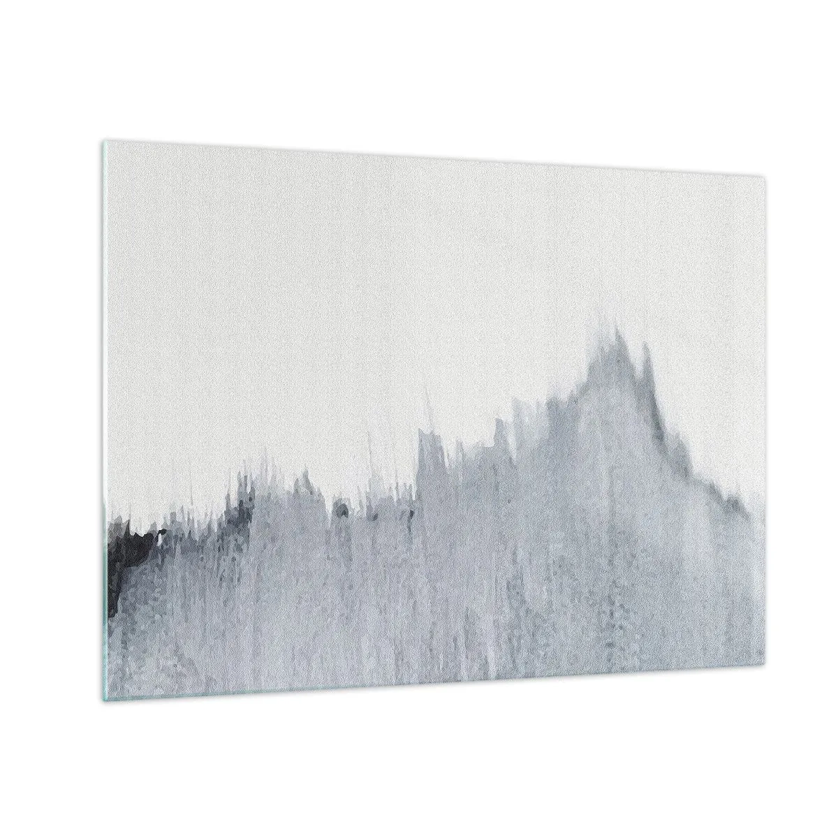 Impression sur verre - Image sur verre - Une composition abstraite dans des tons de gris ressemblant à un disque sur fond blanc. - 70x50cm - Une esquisse mystérieuse - Décoration murale moderne pour le salon et la chambre ARTTOR