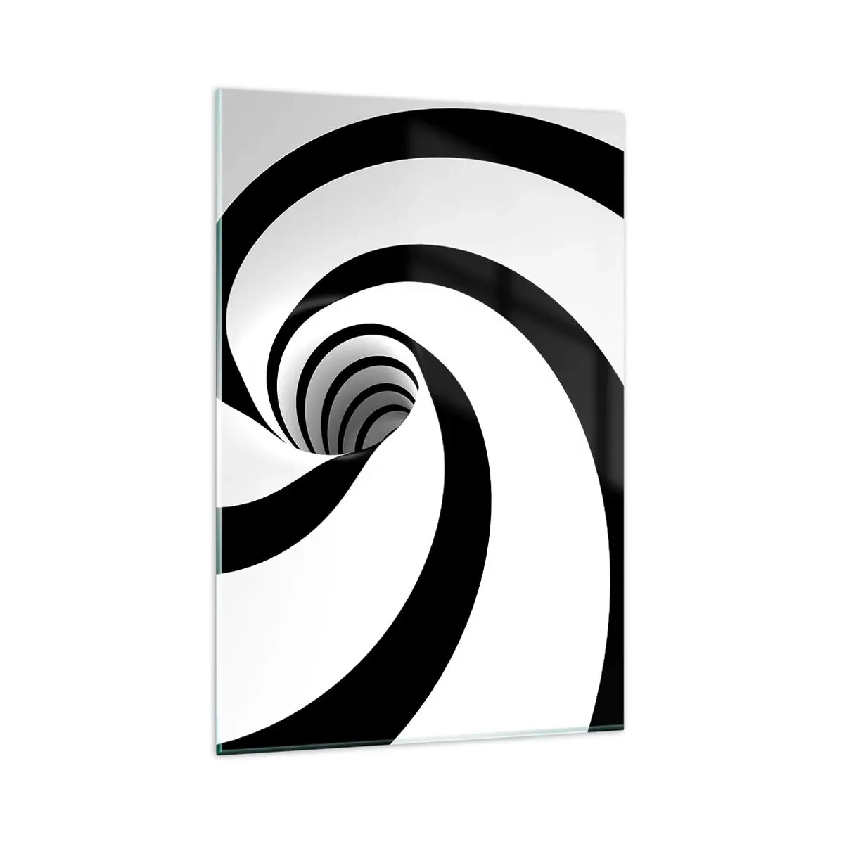 Impression sur verre - Image sur verre - Spirale abstraite noire et blanche avec un effet tourbillonnant - 80x120cm - Céder au vortex ? - Décoration murale moderne pour le salon et la chambre ARTTOR