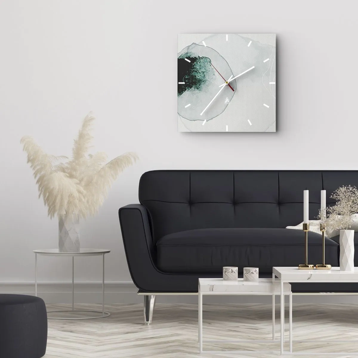 Horloge murale - Pendule murale - Goutte d'eau abstraite avec des nuances de vert et de noir - 30x30cm - Dans une goutte d'eau - Décoration murale moderne pour le salon et la chambre ARTTOR