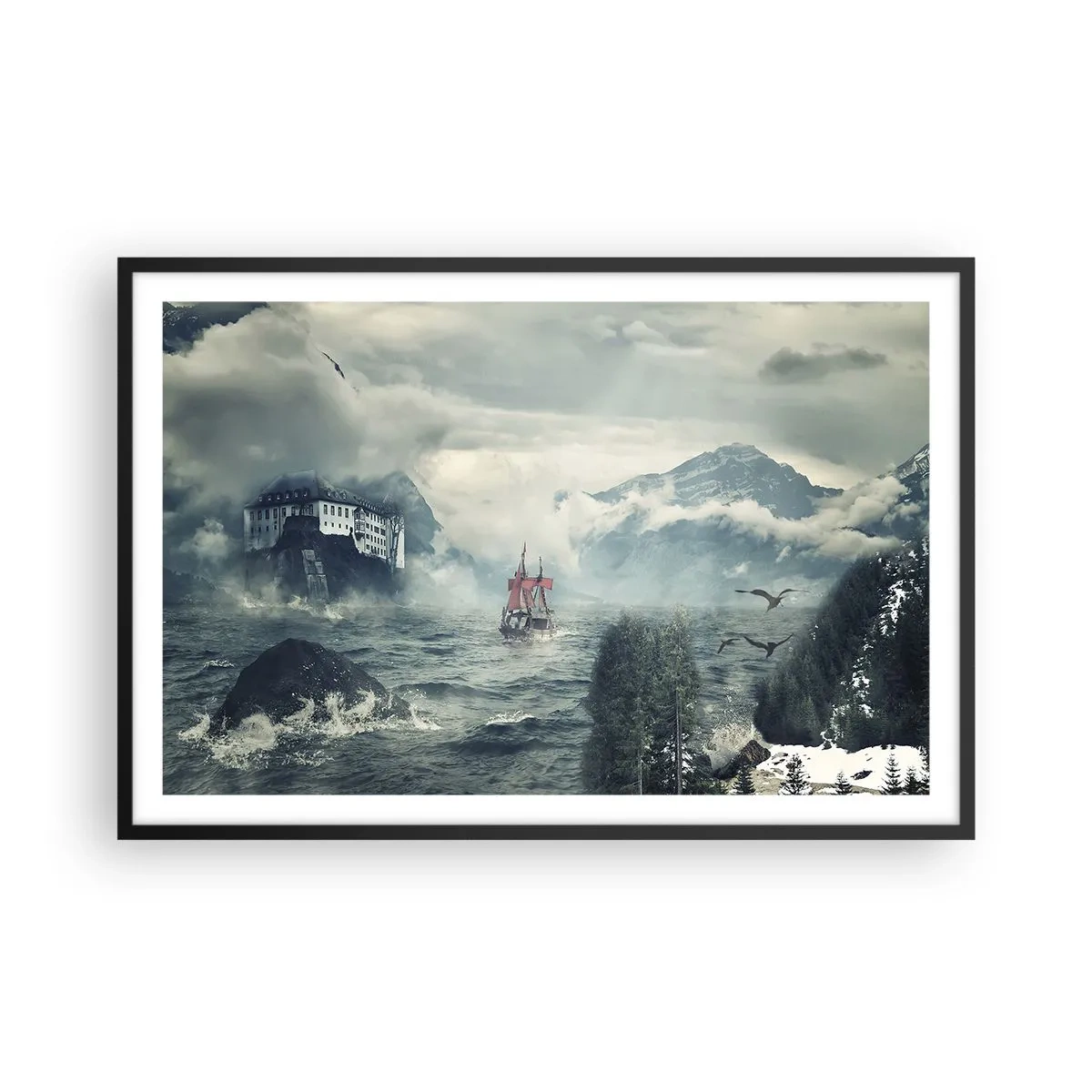 Affiche dans un cadre noir - Poster - Dans l'eau magique - 91x61 cm