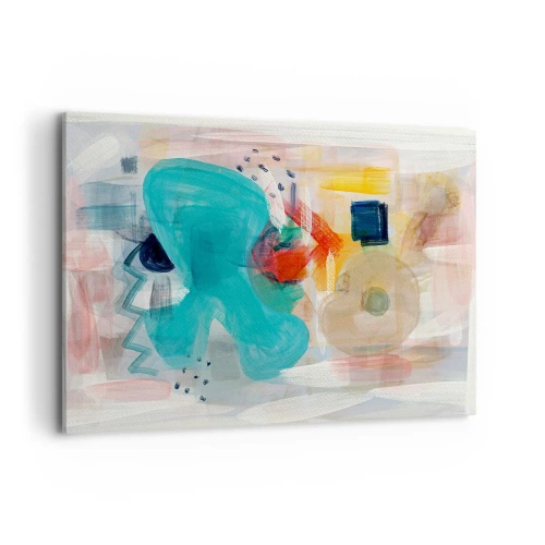 Impression sur toile - Image sur toile - Les formes et les couleurs abstraites créent une composition dynamique - 100x70cm - Jeu de couleurs - Décoration murale moderne pour le salon et la chambre ARTTOR