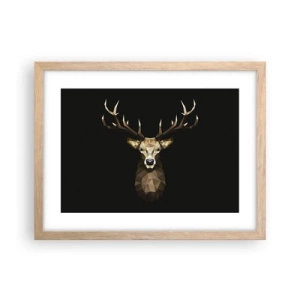 Affiche dans un chêne clair - Poster - Cerf cubique - 40x30 cm