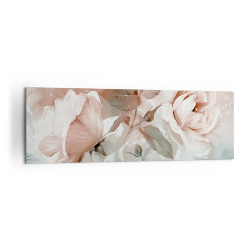 Impression sur toile - Image sur toile - Roses délicates aux tons pastel sur fond clair - 160x50cm - L'esprit du romantisme - Décoration murale moderne pour le salon et la chambre ARTTOR