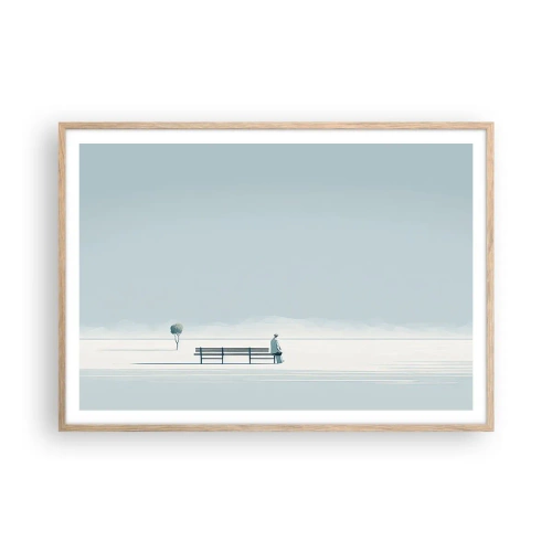 Affiche dans un chêne clair - Poster - Oui, j'attends. - 100x70 cm