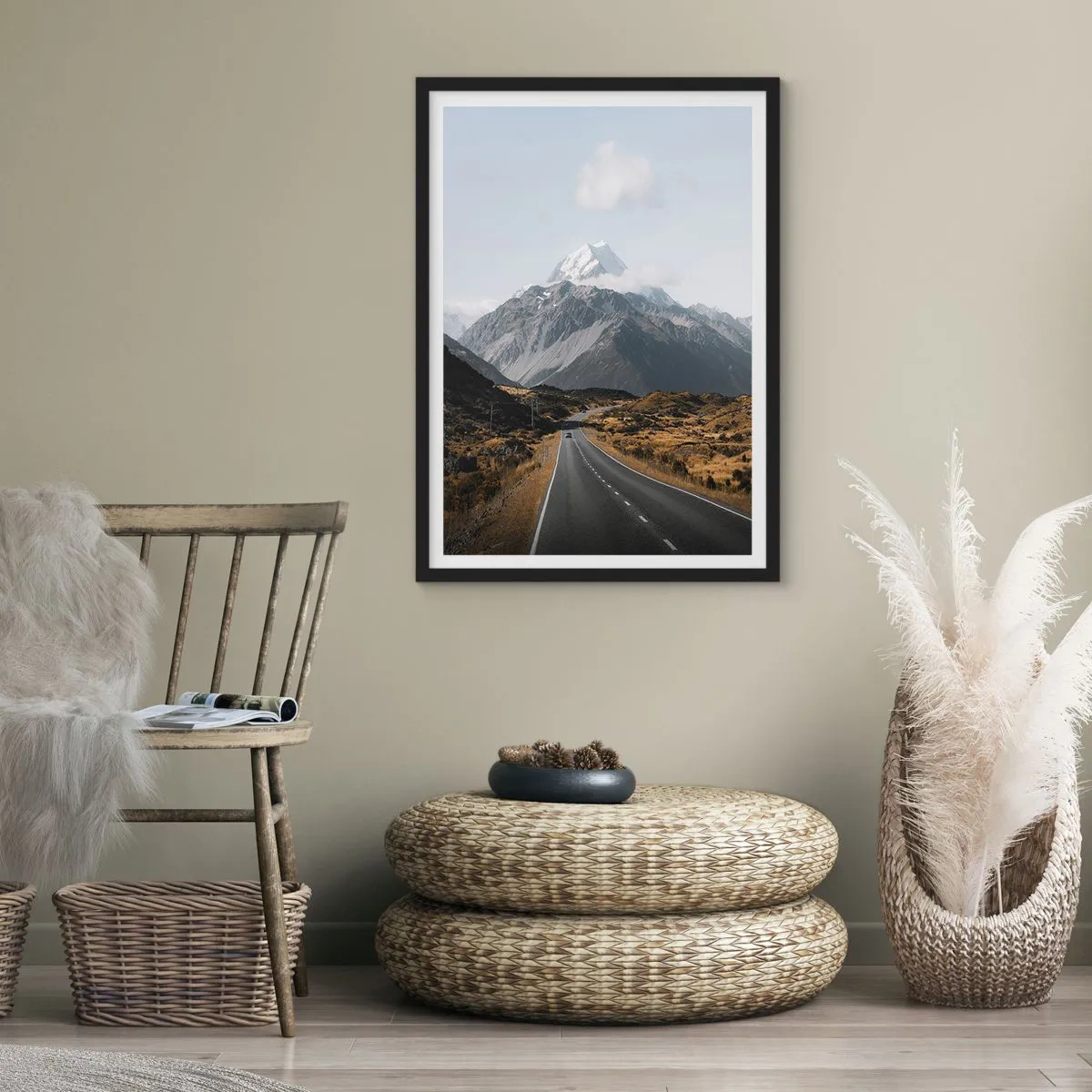 Affiche dans un cadre noir - Poster - Chemin vers le coeur de la montagne - 40x50 cm