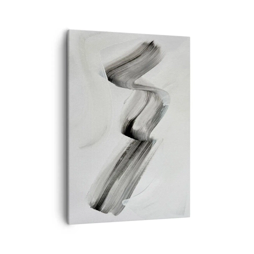 Impression sur toile - Image sur toile - Coup de pinceau abstrait noir et blanc sur fond clair - 50x70cm - Mine de rien pour s'amuser - Décoration murale moderne pour le salon et la chambre ARTTOR