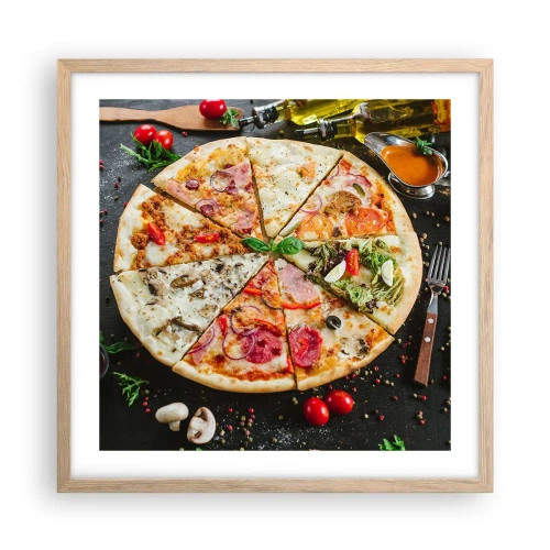 Affiche dans un chêne clair - Poster - Une gamme de saveurs - 50x50 cm