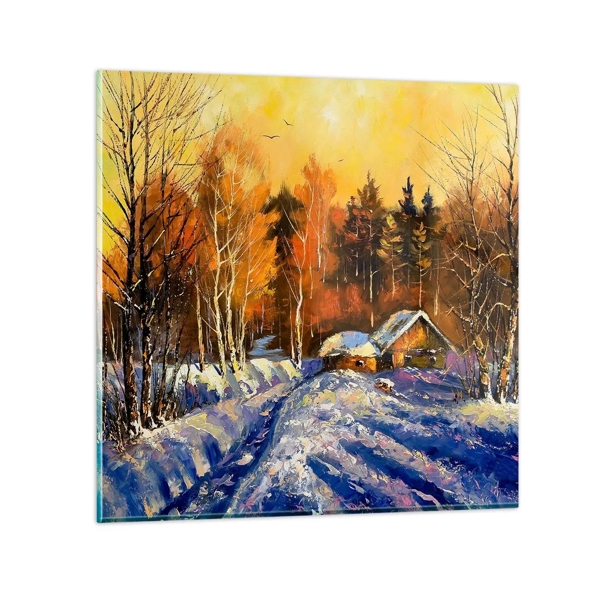 Impression sur verre - Image sur verre - Impression d'hiver au soleil - 40x40 cm