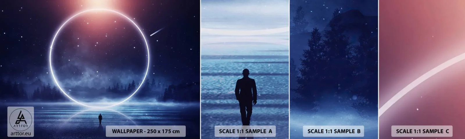 Échantillon de Papier Peint Autocollant Deluxe Sticker - Ils sont déjà là... - Fantaisie, Cosmos, Paysage - 100x30 cm