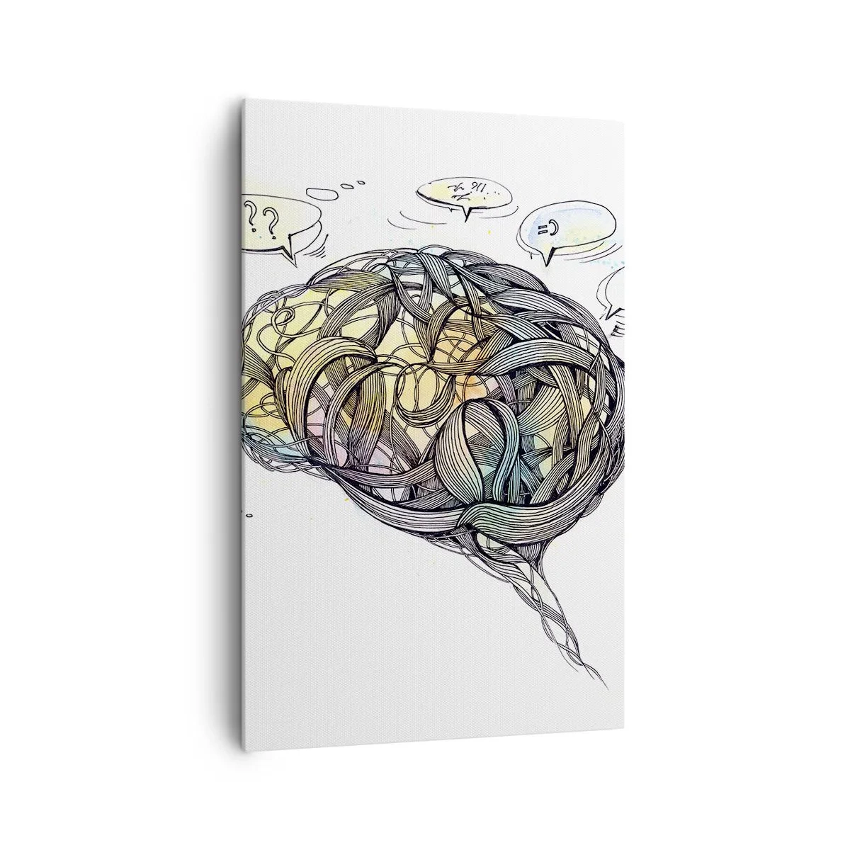 Impression sur toile - Image sur toile - Une vision artistique du cerveau avec des éléments colorés - 80x120cm - L'homme - un grand mystère - Décoration murale moderne pour le salon et la chambre ARTTOR