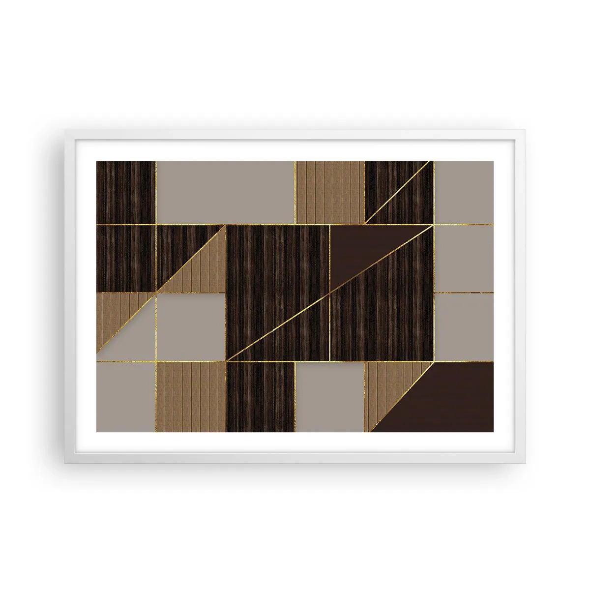 Affiche dans un cadre blanc - Poster - Mozaique de bronze et d'or - 70x50 cm