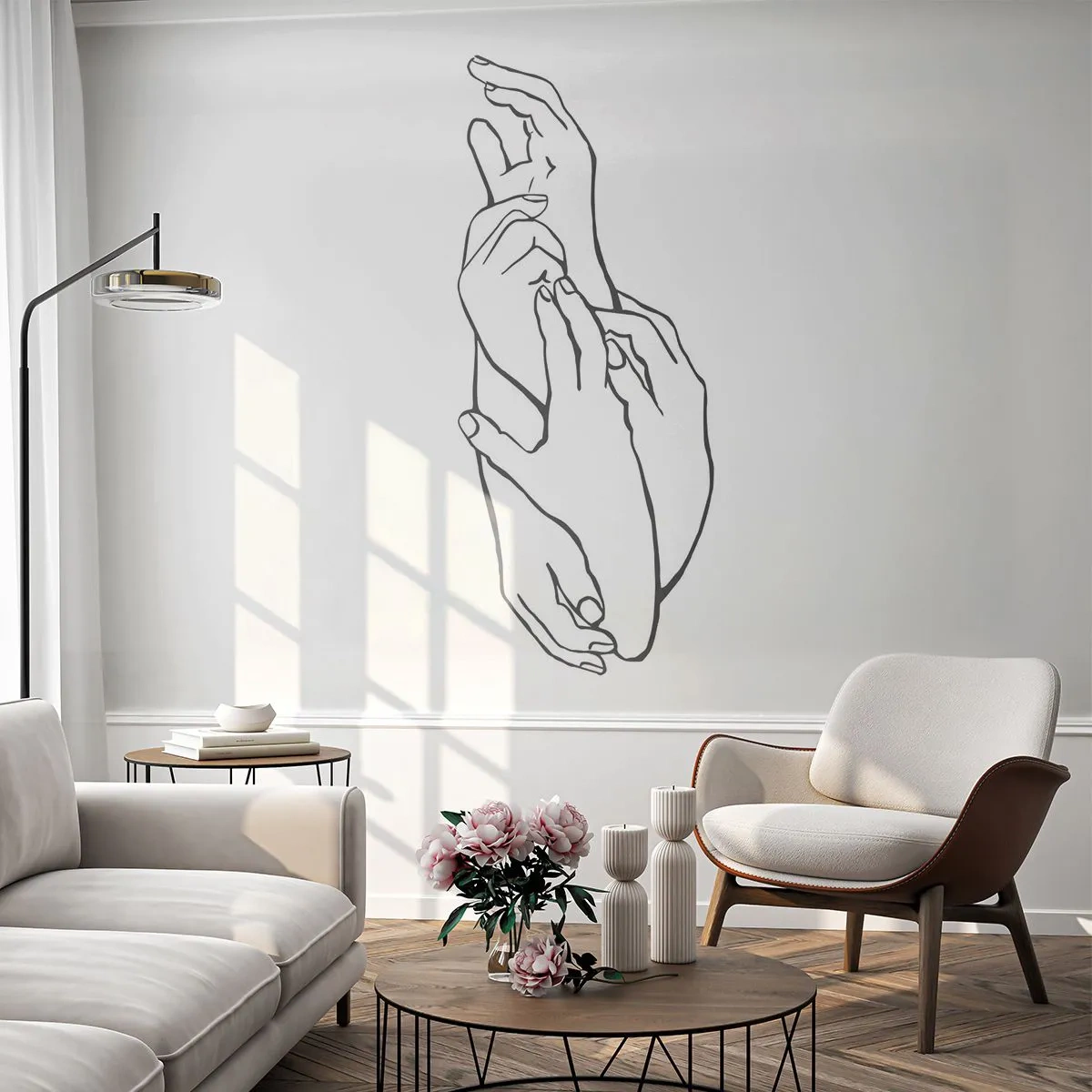 Papier Peint Photo Premium Canvas - Bon contact - Mains, Doubler, Minimalisme - 250x175 cm