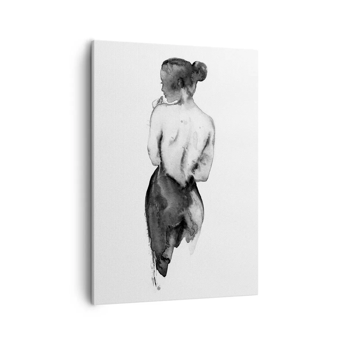 Impression sur toile - Image sur toile - La silhouette d'une femme capturée dans une aquarelle subtile - 50x70cm - Auprès d'elle, le monde disparaît - Décoration murale moderne pour le salon et la chambre ARTTOR