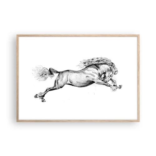 Affiche dans un chêne clair - Poster - Immortalisé au galop - 100x70 cm