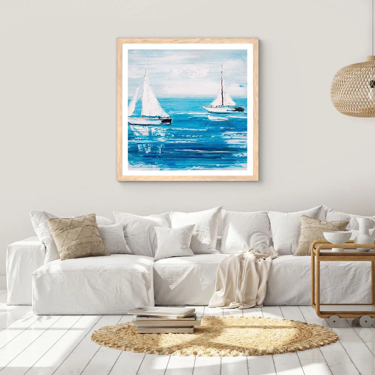 Affiche dans un chêne clair - Poster - Avec un ami à mes côtés - 40x40 cm