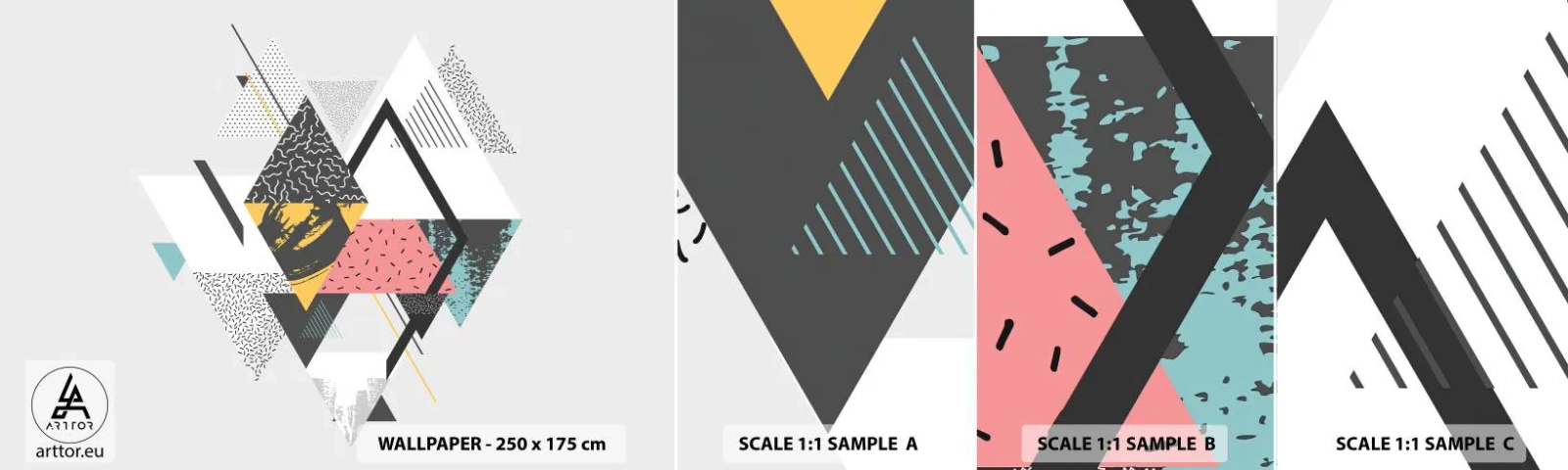 Échantillon De Papier Peint Standard Eco - Variation sur triangle et losange - Abstraction, Morceau, Triangles - 100x30 cm
