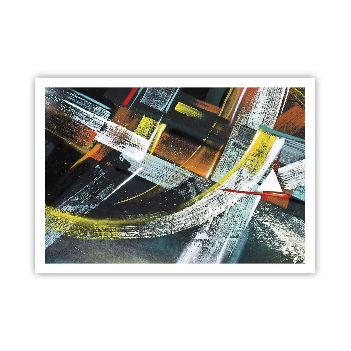 Affiche - Poster - Coups de pinceau abstraits et colorés - 100x70cm - L'énergie du mouvement - Décoration murale moderne pour le salon et la chambre ARTTOR