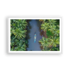 Affiche dans un cadre blanc - Poster - Sur un sentier tropical - 91x61 cm