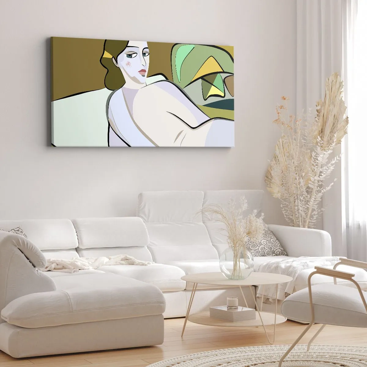 Impression sur toile - Image sur toile - Figure abstraite dans un style moderne - 140x50cm - Portrait intime - Décoration murale moderne pour le salon et la chambre ARTTOR