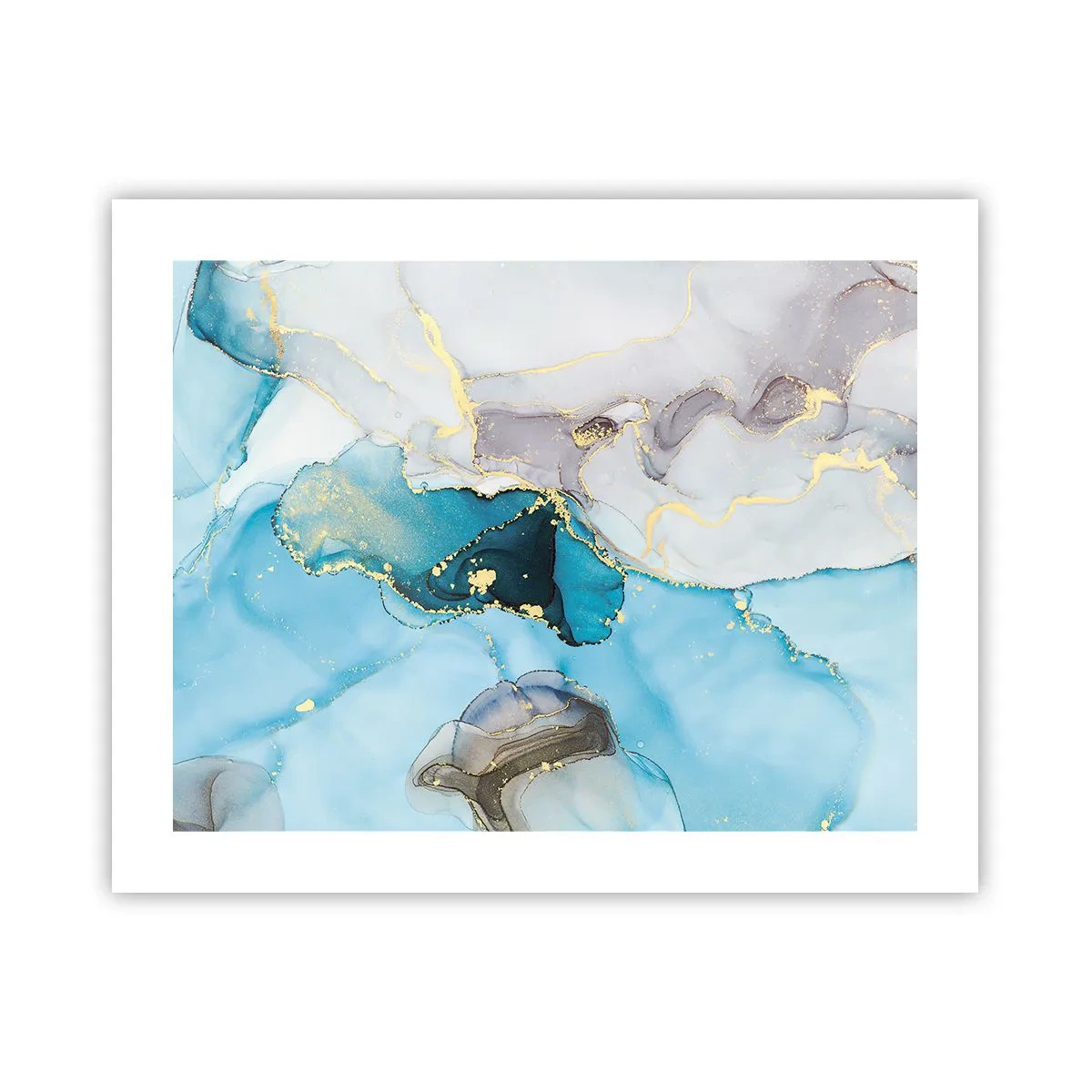 Affiche - Poster - Etude de la rencontre gris et turquoise - 50x40 cm