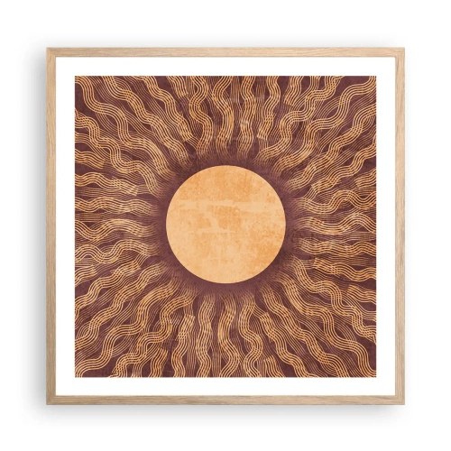 Affiche dans un chêne clair - Poster - Icône du soleil - 60x60 cm