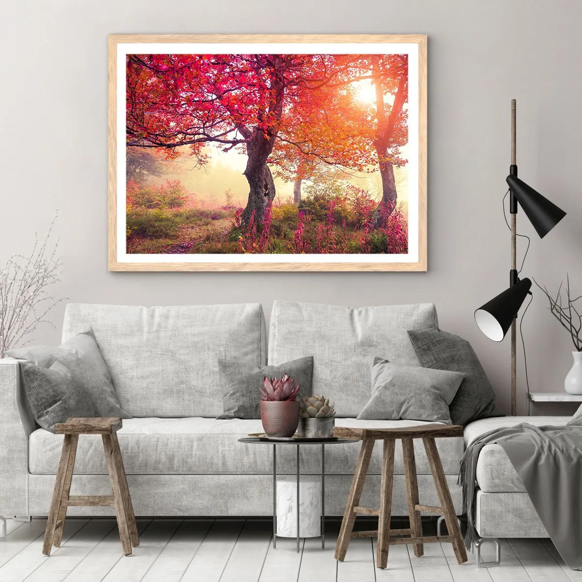 Affiche dans un chêne clair - Poster - Frénésie de floraison - 100x70 cm