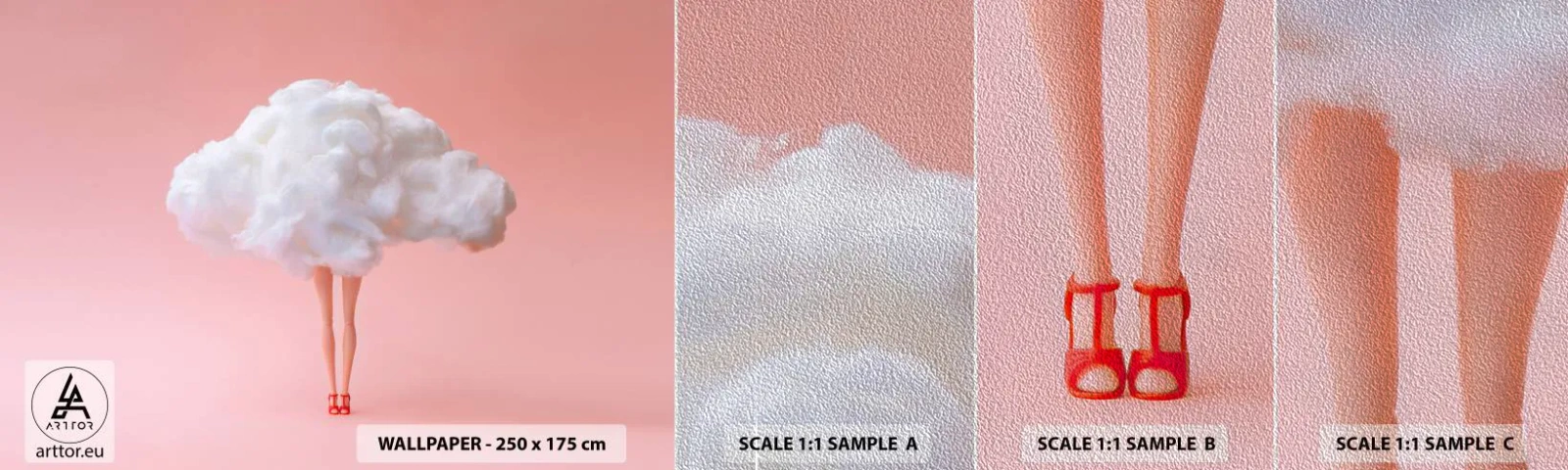 Échantillon de Papier Peint Premium Sand - Douce promesse - Abstraction, Femme, Jambes de femme - 100x30 cm