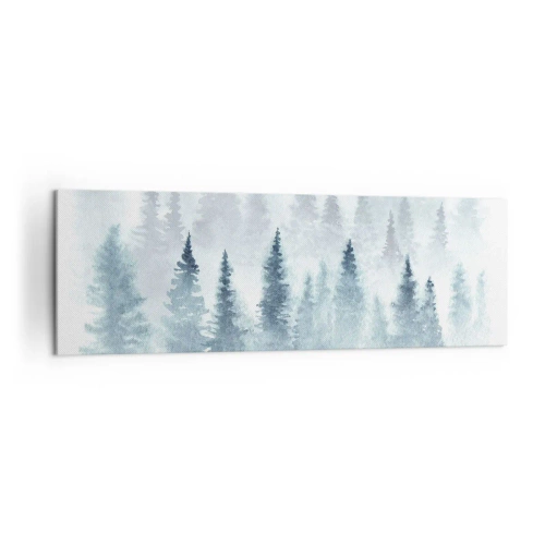 Impression sur toile - Image sur toile - Forêts de conifères baignées d'un brouillard délicat - 160x50cm - Enveloppé de brouillard - Décoration murale moderne pour le salon et la chambre ARTTOR
