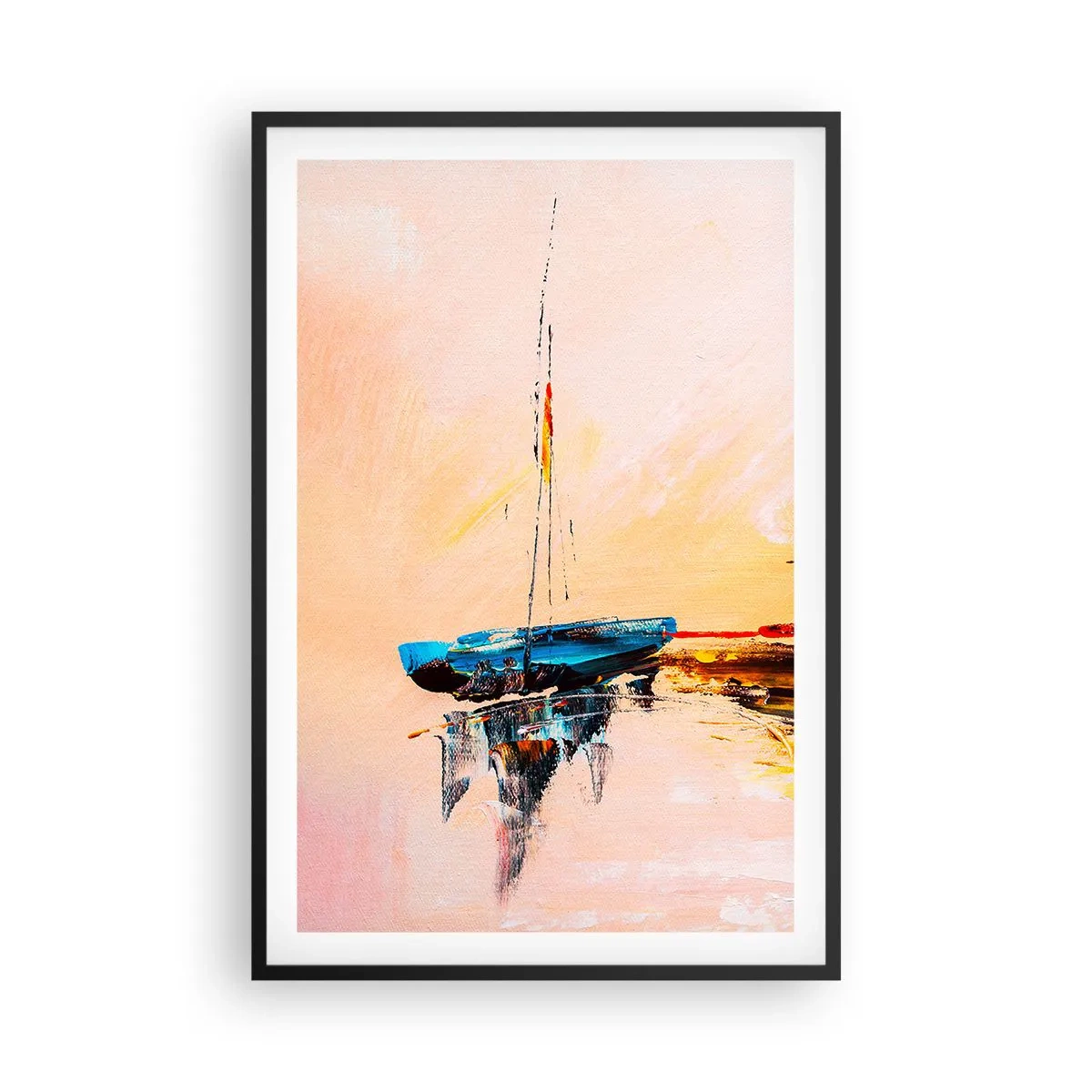 Affiche dans un cadre noir - Poster - Soirée à la marina - 61x91 cm