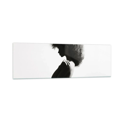 Impression sur verre - Image sur verre - Une silhouette subtile d'une femme dans des tons noirs et blancs sur un fond clair - 160x50cm - Comme une fleur au bout d'une fine tige - Décoration murale moderne pour le salon et la chambre ARTTOR