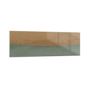 Impression sur verre - Image sur verre - Composition abstraite dans des tons de terre naturels - 160x50cm - Composition horizontale - Décoration murale moderne pour le salon et la chambre ARTTOR