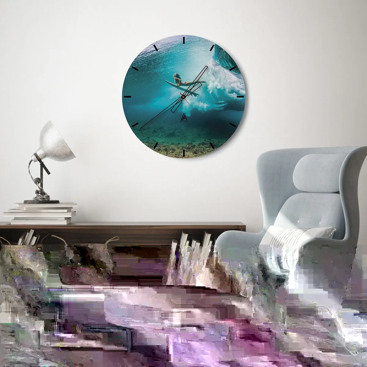 Horloge murale - Pendule murale - Monde sous marin - 40x40 cm