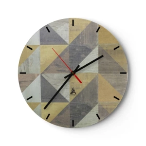 Horloge murale - Pendule murale - Motif géométrique de triangles dans les tons de gris et de beige - 30x30cm - Suivant l'angle du triangle - Décoration murale moderne pour le salon, la cuisine et la chambre ARTTOR