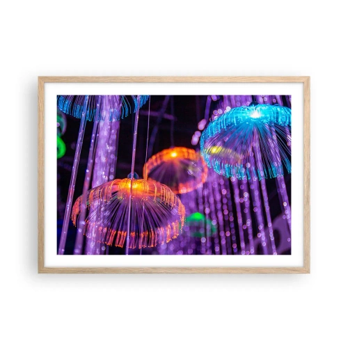 Affiche dans un chêne clair - Poster - Fontaine lumineuse - 70x50 cm