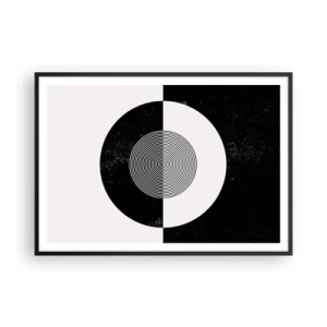 Affiche dans un cadre noir - Poster - Motif graphique contrasté noir et blanc - 100x70cm - Harmonie de noir et blanc - Décoration murale moderne pour le salon et la chambre ARTTOR