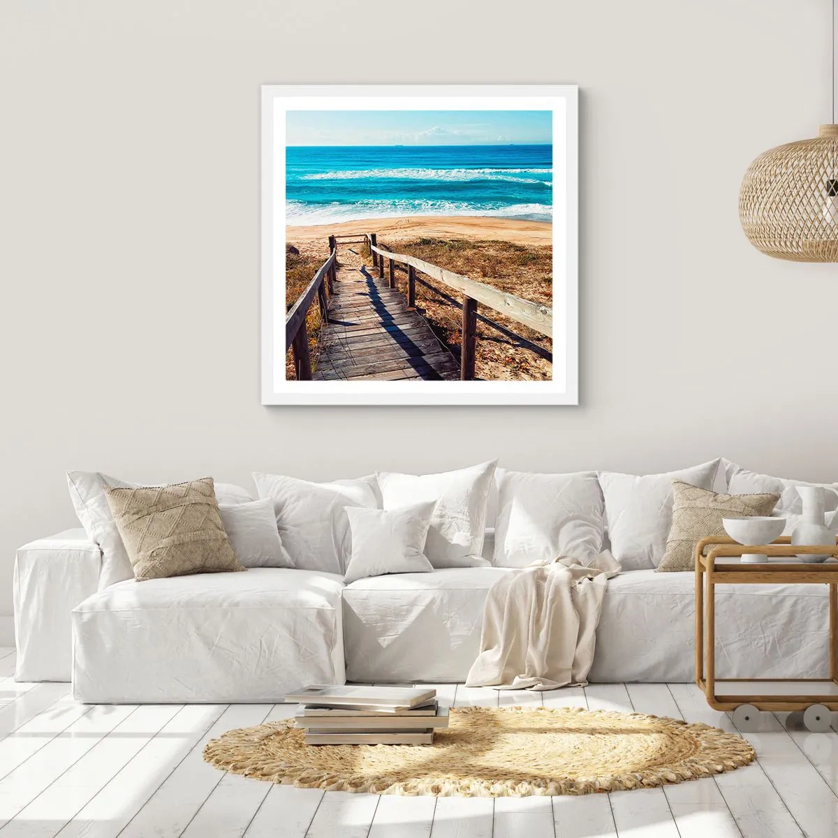 Affiche dans un cadre blanc - Poster - Cours! - 40x40 cm