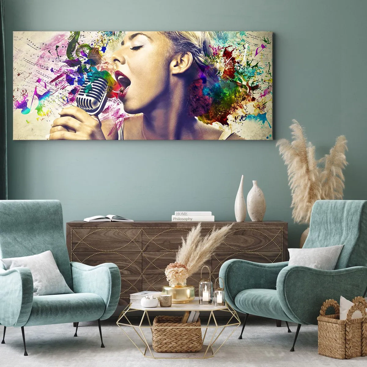 Impression sur toile - Image sur toile - Peindre le monde avec sa voix - 100x40 cm