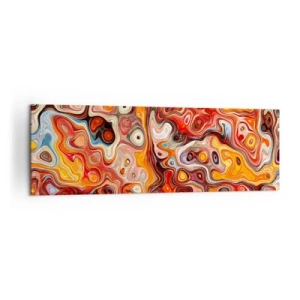 Impression sur toile - Image sur toile - Une composition abstraite dans des tons chauds de rouge, d'orange et de jaune. - 160x50cm - Si les noix fondaient dans du miel - Décoration murale moderne pour le salon et la chambre ARTTOR