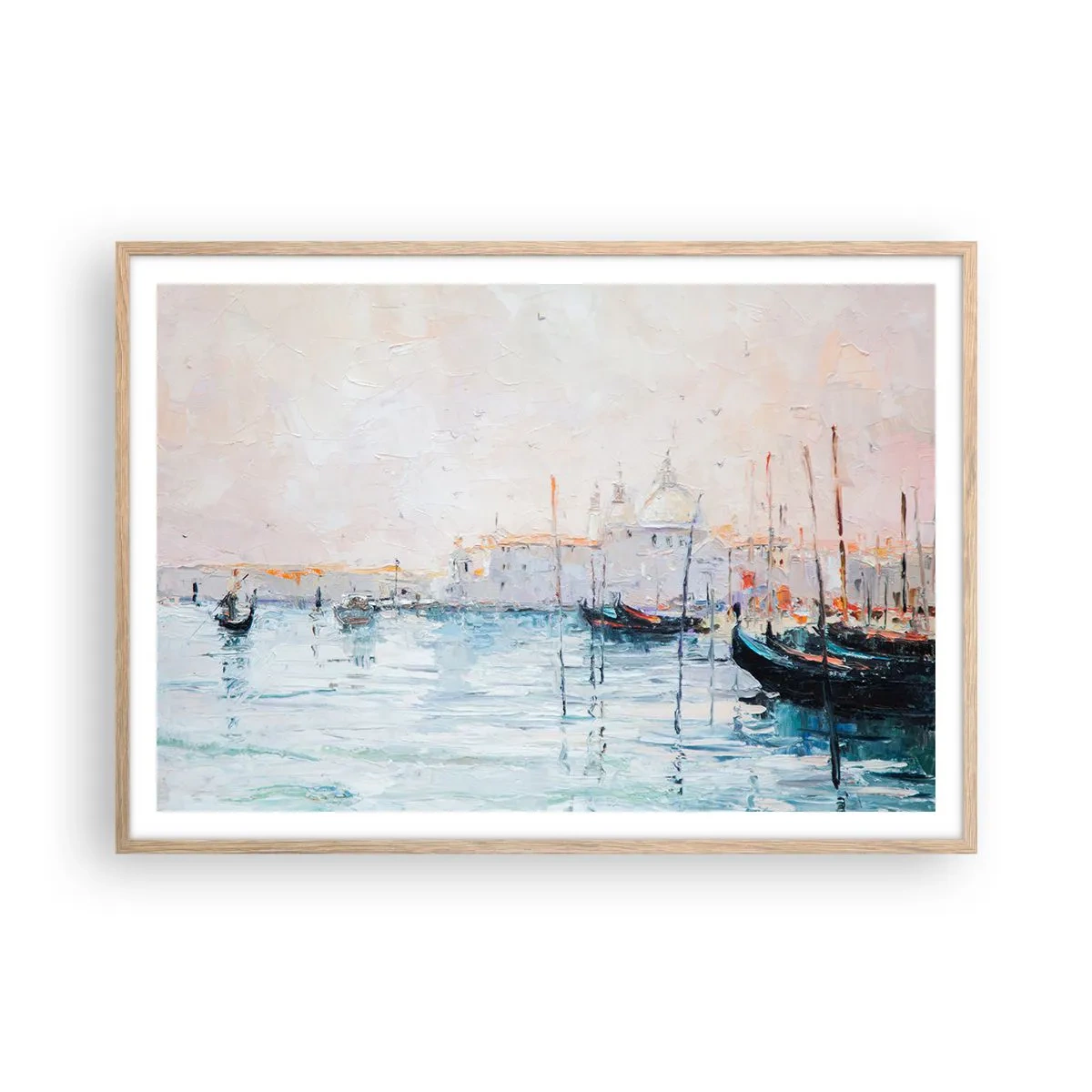 Affiche dans un chêne clair - Poster - Derrière l'eau, derrière le brouillard - 100x70 cm