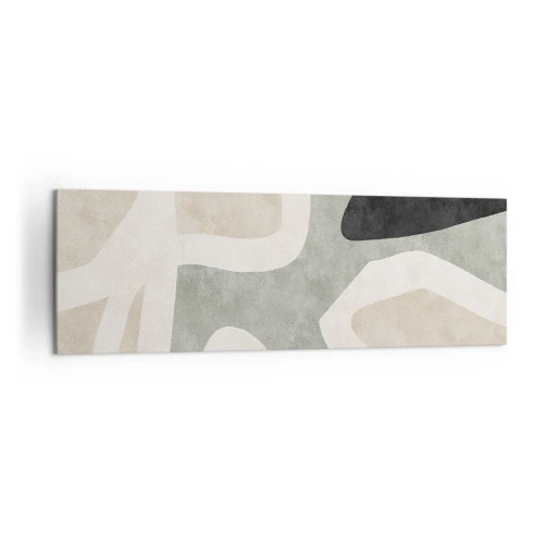 Impression sur toile - Image sur toile - Formes abstraites aux couleurs tamisées - 160x50cm - Composition pour motif noir - Décoration murale moderne pour le salon et la chambre ARTTOR