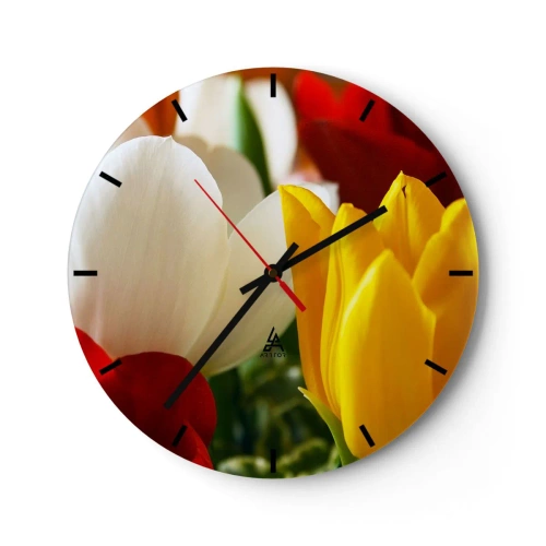 Horloge murale - Pendule murale - La fièvre des tulipes - 40x40 cm