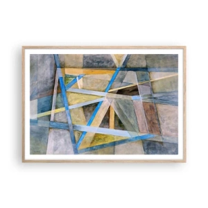 Affiche dans un chêne clair - Poster - Tout droit ou en diagonale ? - 100x70 cm