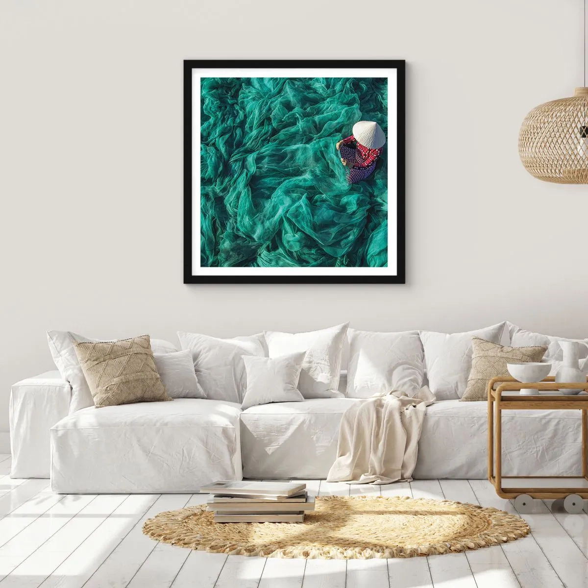 Affiche dans un cadre noir - Poster - Dans une mer de filet - 30x30 cm