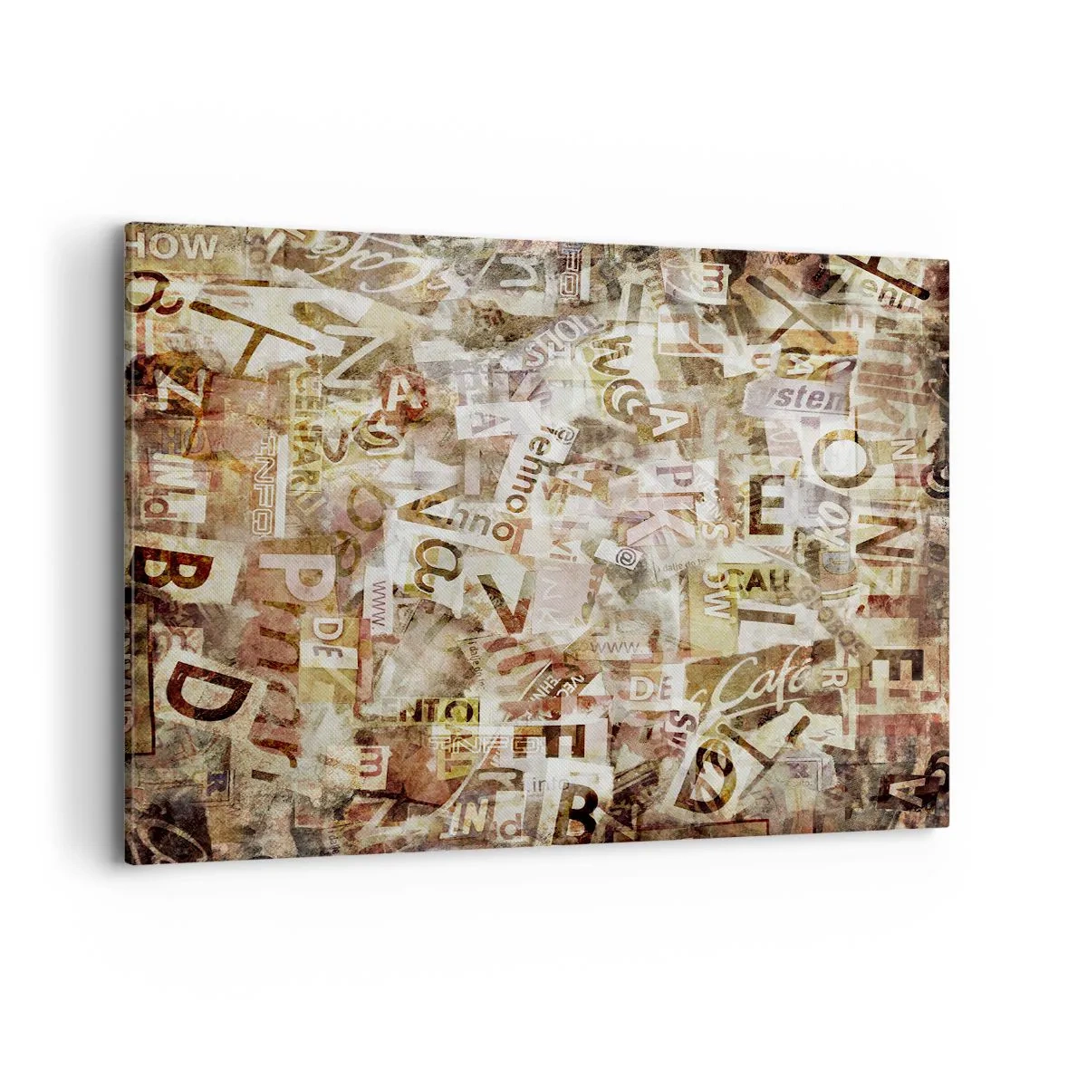 Impression sur toile - Image sur toile - Composition abstraite avec lettres et fragments de texte - 120x80cm - J'unifie le bavardage - Décoration murale moderne pour le salon et la chambre ARTTOR