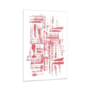Impression sur verre - Image sur verre - Textures roses abstraites sur fond blanc - 80x120cm - La ville rouge - Décoration murale moderne pour le salon et la chambre ARTTOR
