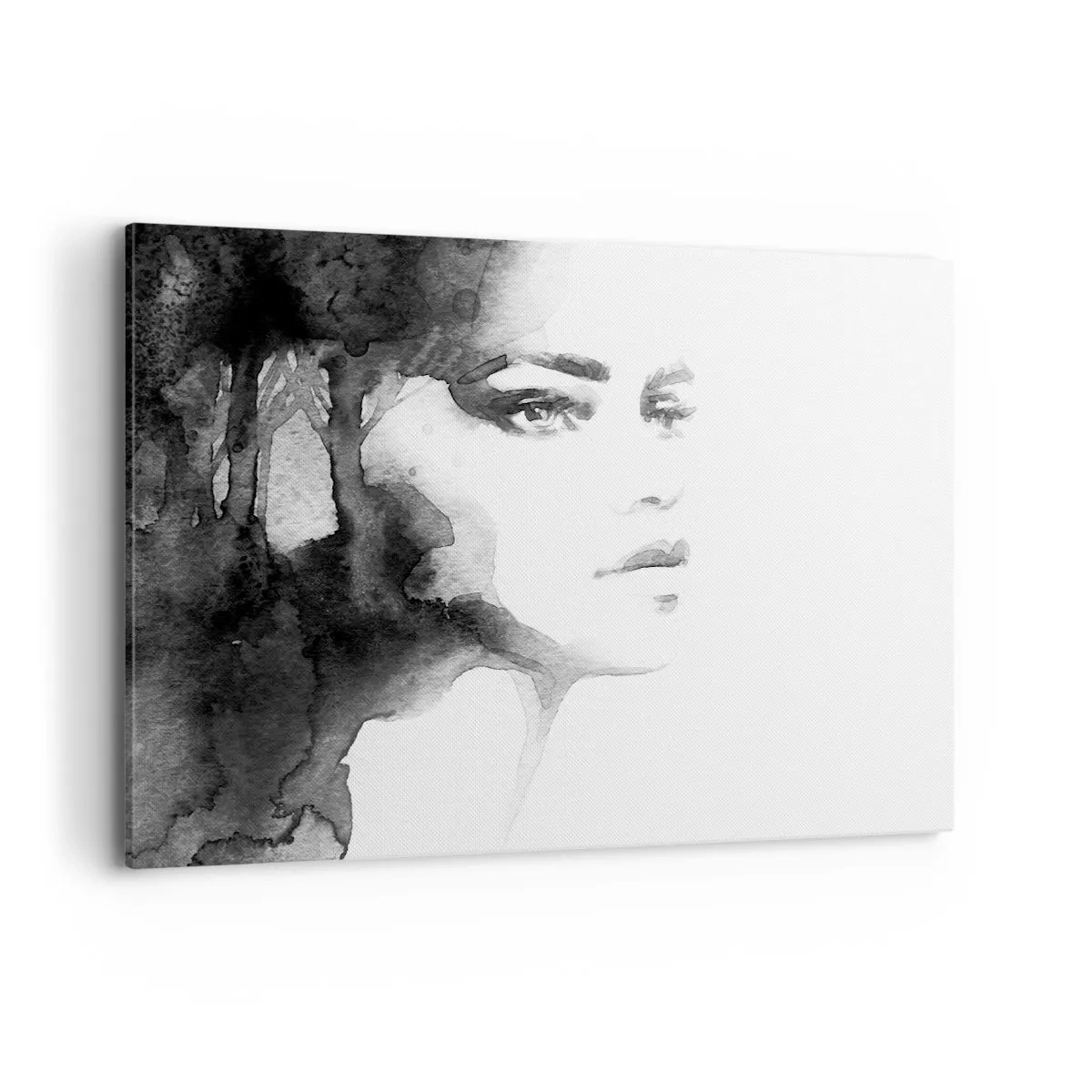 Impression sur toile - Image sur toile - Un portrait subtil d'une femme dans des tons de noir et blanc - 120x80cm - Fait de mystère et de brouillard - Décoration murale moderne pour le salon et la chambre ARTTOR