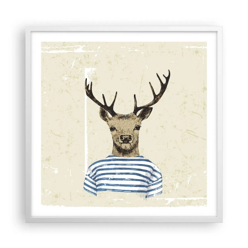 Affiche dans un cadre blanc - Poster - Parce que j'aime les chemises rayées - 60x60 cm