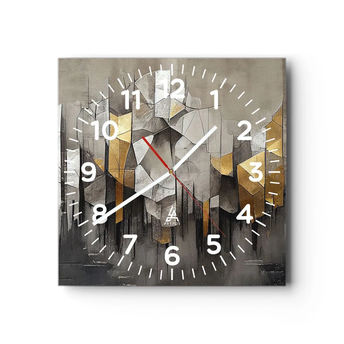 Horloge murale - Pendule murale - Composition de glace et de lumière - 30x30 cm