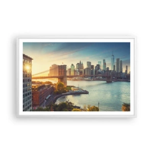 Affiche dans un cadre blanc - Poster - L'aube de la grande ville - 91x61 cm