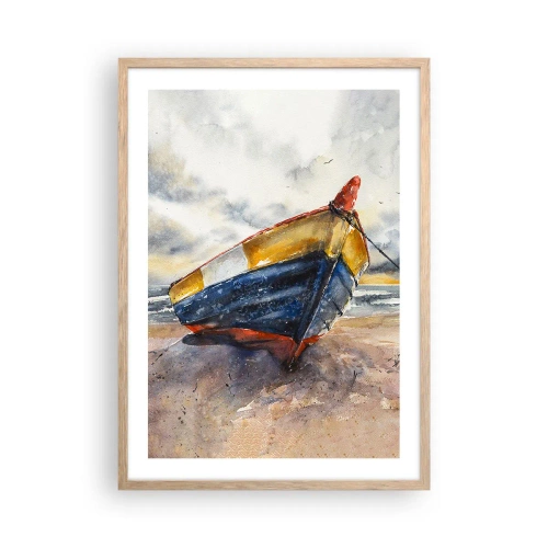 Affiche dans un chêne clair - Poster - Repos sur le rivage - 50x70 cm